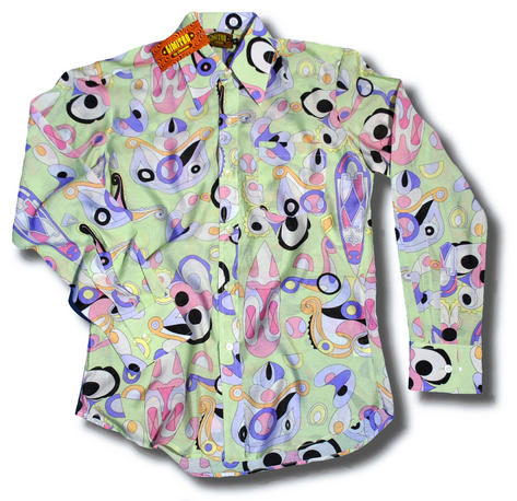 Chenaski Ltd Edition Retro 60's 70's Artwork Print Long Sleeve Shirt Pale Green Preview